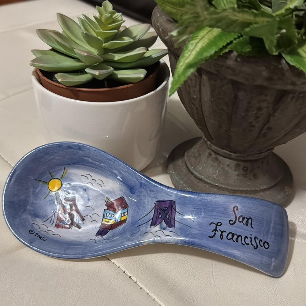 Vintage San Francisco Spoon Rest-Ceramic-Blue-GUC